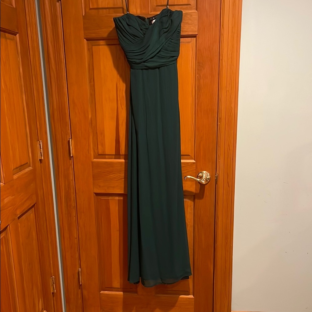 Badgley Mischka Green Ruched  Gown